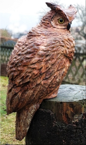 eule holz motorsäge kettensäge schnitzen kettesägenkunst motorsägenkunst